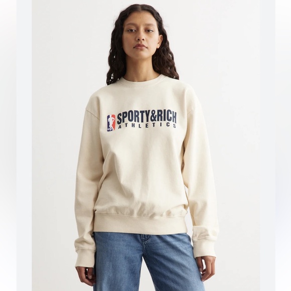 Sporty & Rich Sweaters - NEW Sporty & Rich Team Logo Crewneck Sweatshirt Size Large